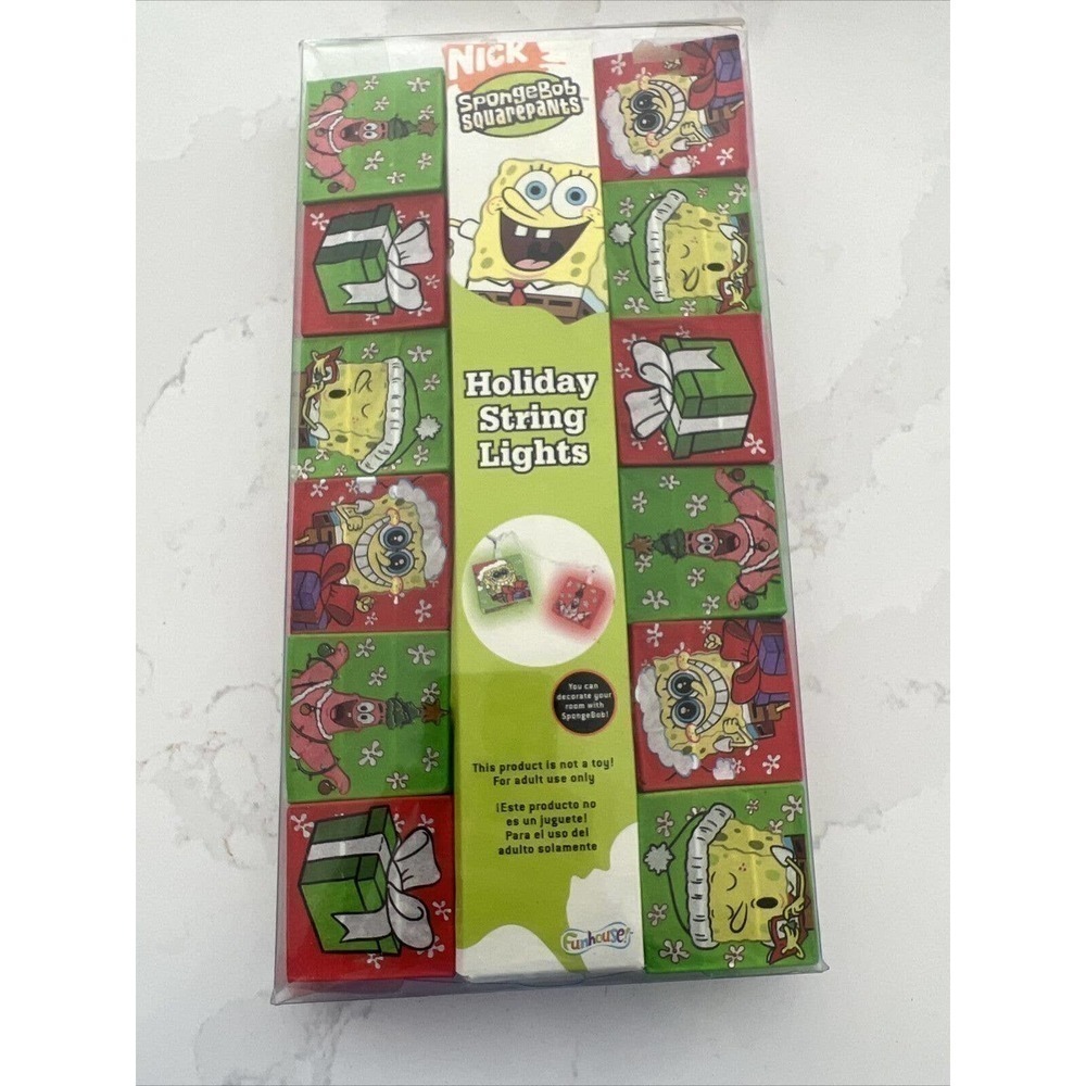 Spongebob Squarepants 12 String Lights Set Holiday Christmas New In‎ Package